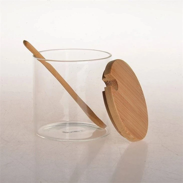 Glass Jars with Bamboo Lids Spoons 3 Glass Jars with Bamboo Lids Spoons 3