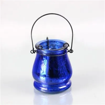 Giá đỡ nến thủy tinh màu xanh cổ điển