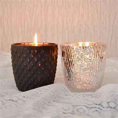 Chân nến thủy tinh bạc