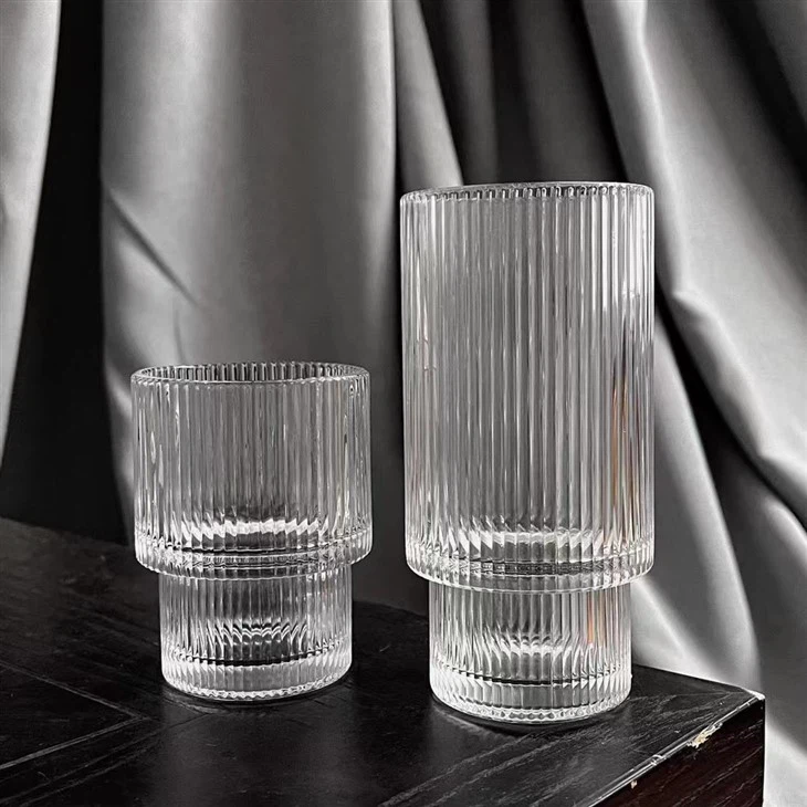 Vintage Glassware Set Drinking Glasses With Glass Straws Iced Coffee Cups For Whiskey