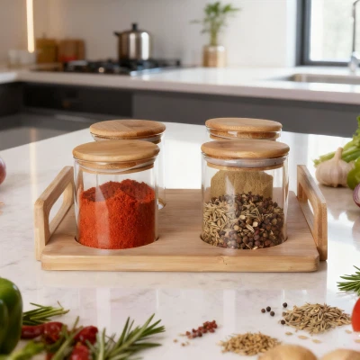 Hộp đựng kính tròn 4 mảnh có khay gỗ